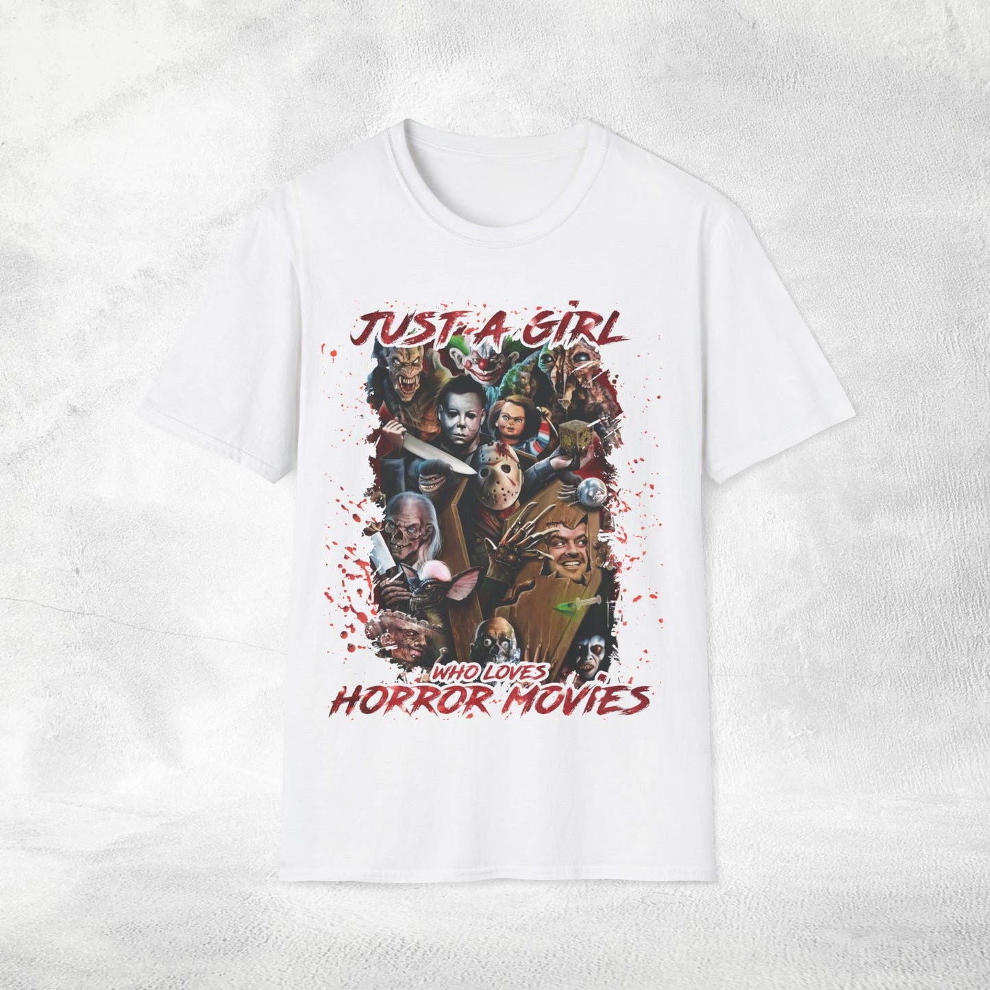 Women  movie shirt just a girl who loves horror movies