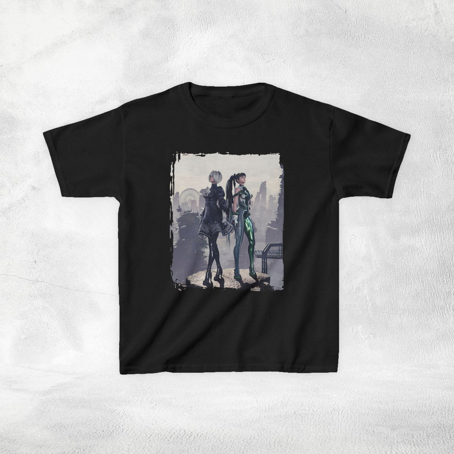 Kids  gaming shirt Stellar Blade Eve and 2B