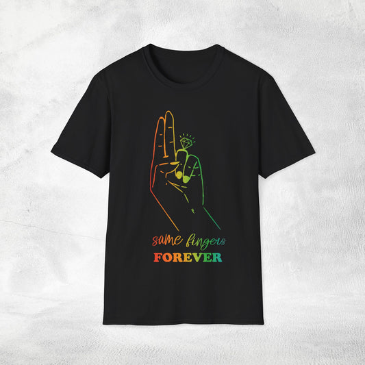 Women's T-Shirt same fingers forever bachelorette party Rainbow LGBTQ+ Edition