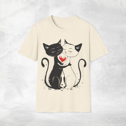 Unisex couples T-Shirt loving cats