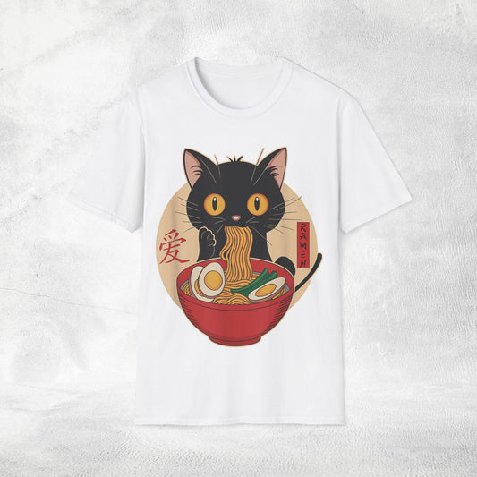 Unisex cat eats ramen / japanese restaurant