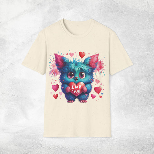 Unisex couples t-shirt valentine monster