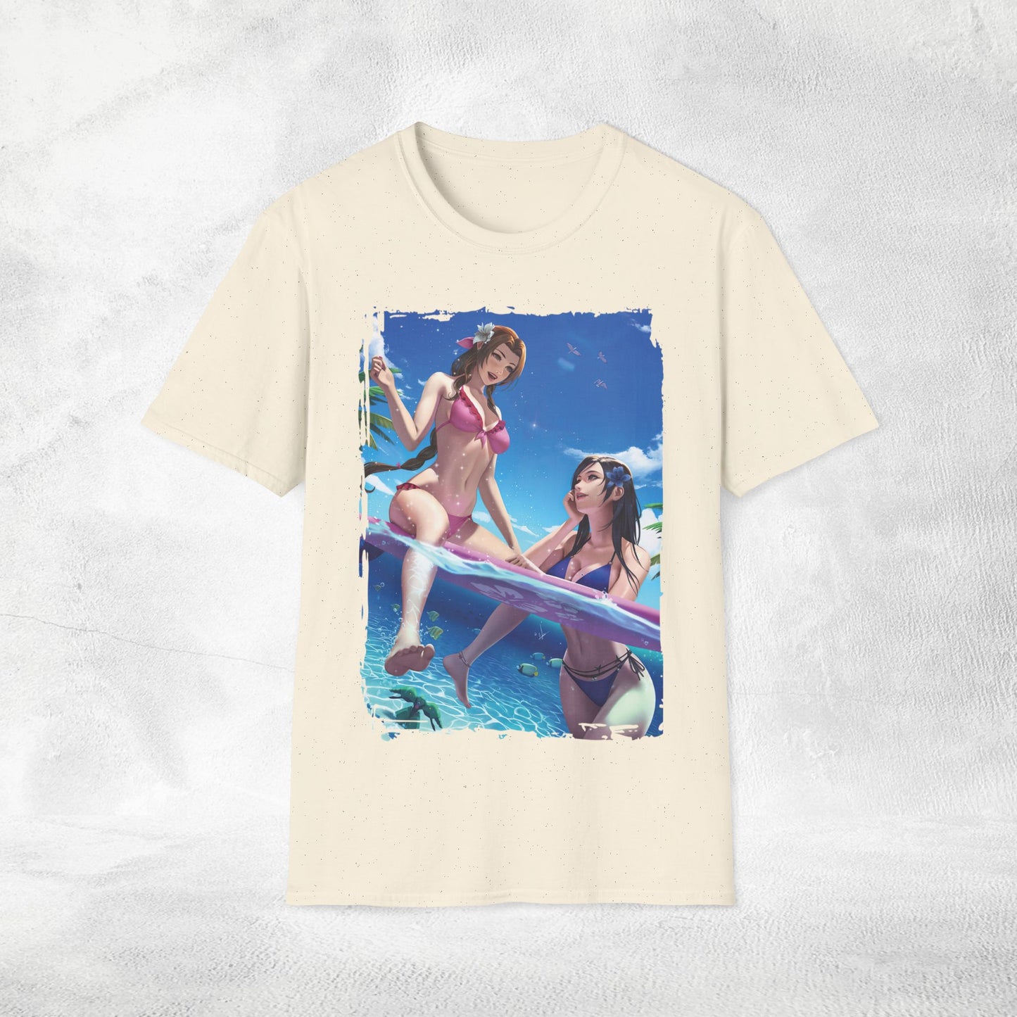 Unisex gaming shirt FF7 Aerith and Tifa beach party