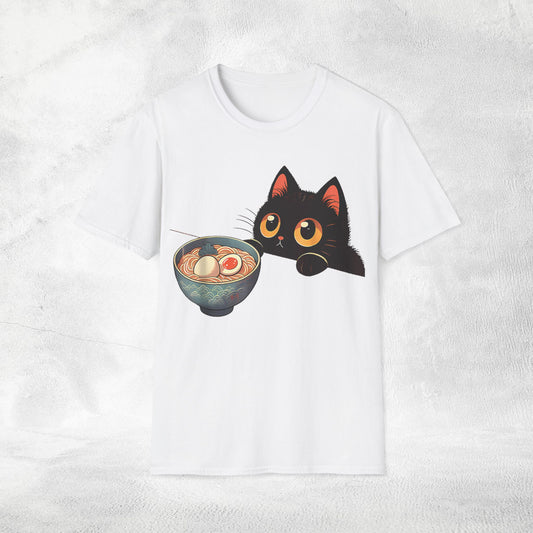 Unisex cat eats ramen / japanese restaurant