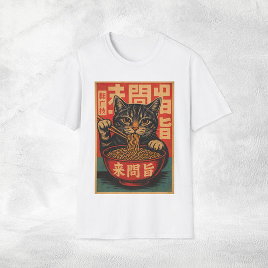 Unisex cat eats ramen / japanese restaurant