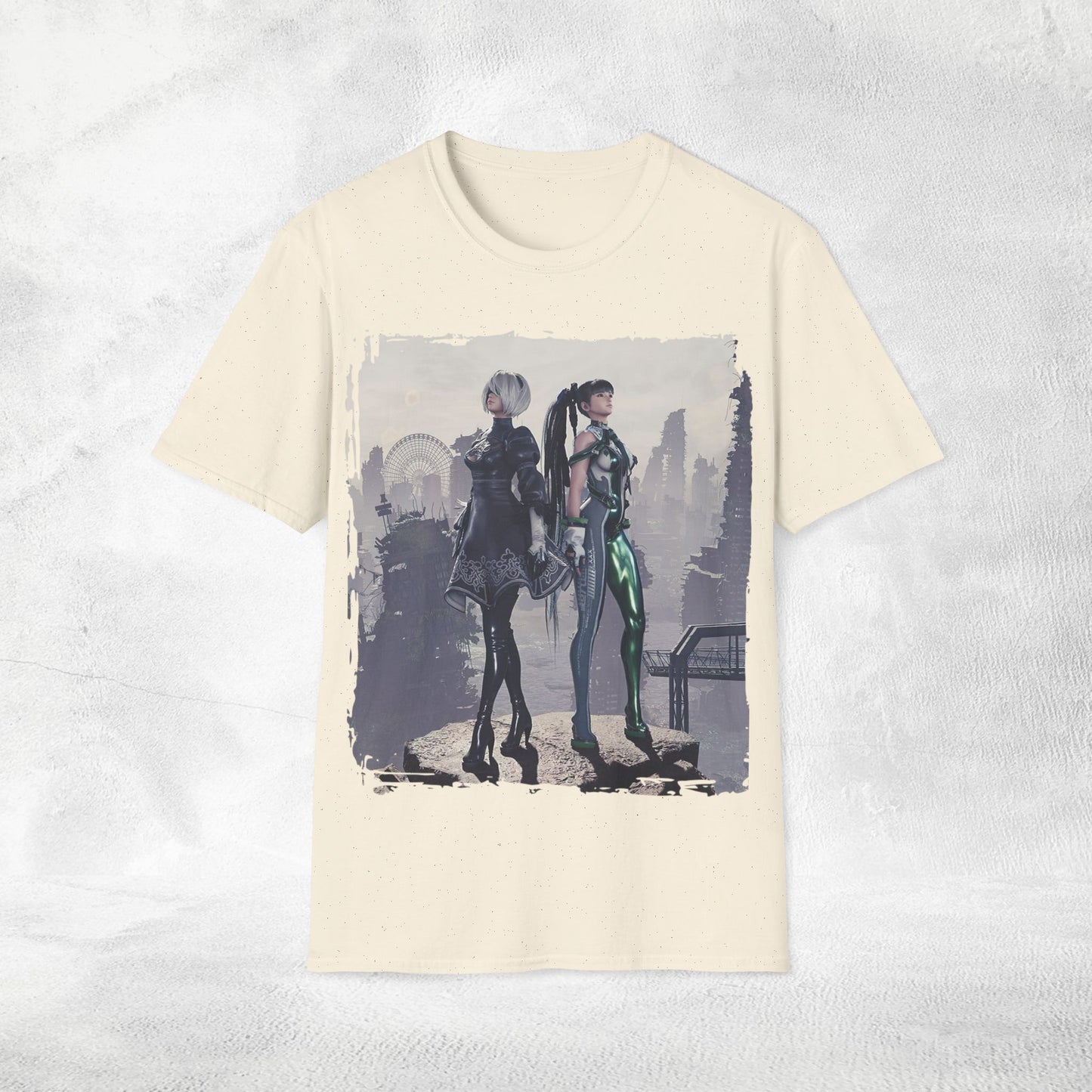 Unisex Gaming shirt Stellar Blade Eve and 2B Nier Crossover