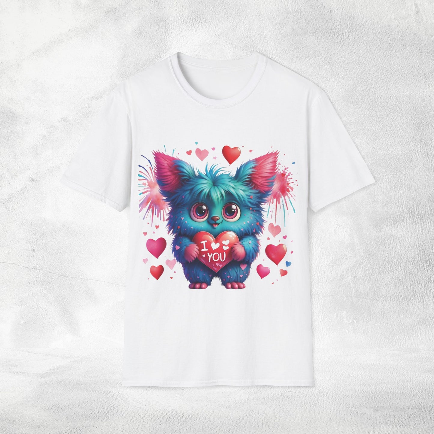 Unisex couples t-shirt valentine monster