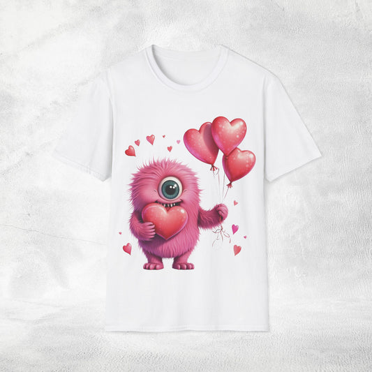 Unisex couples t-shirt valentine monster
