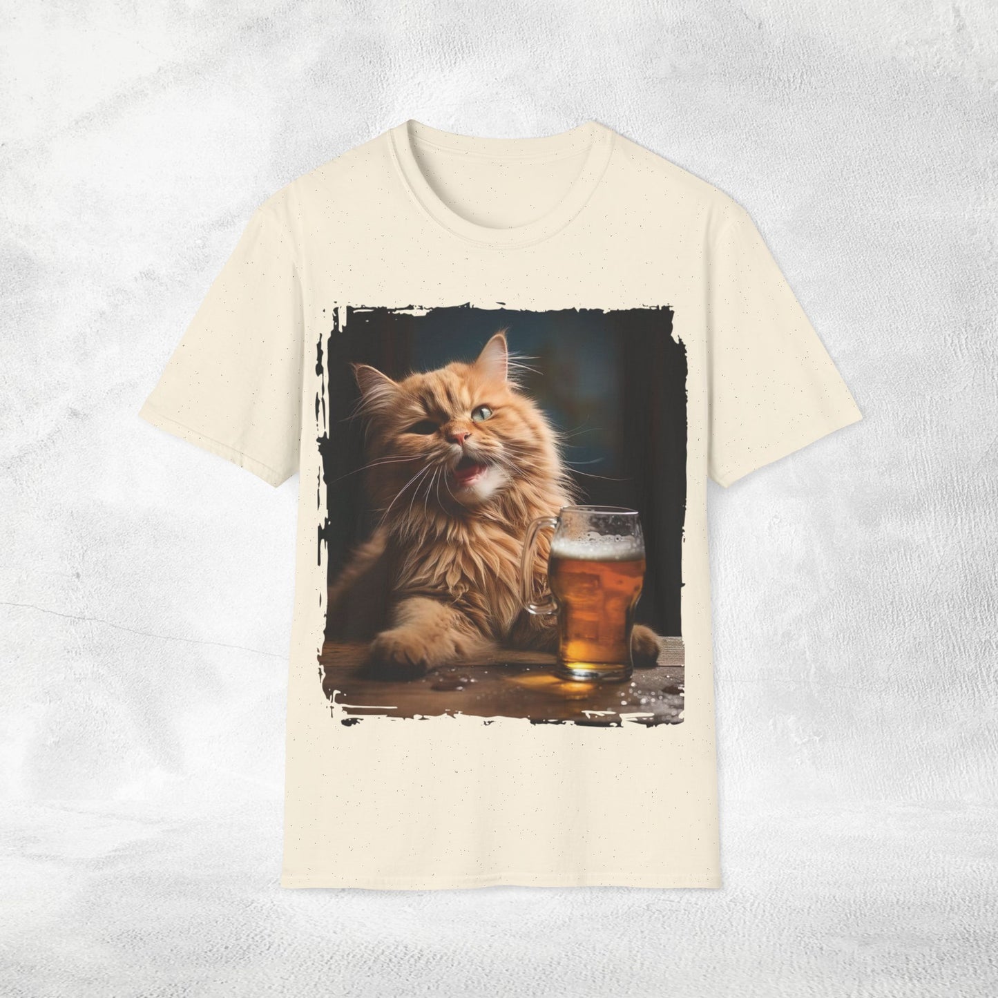 Unisex funny shirt beer drinking cat