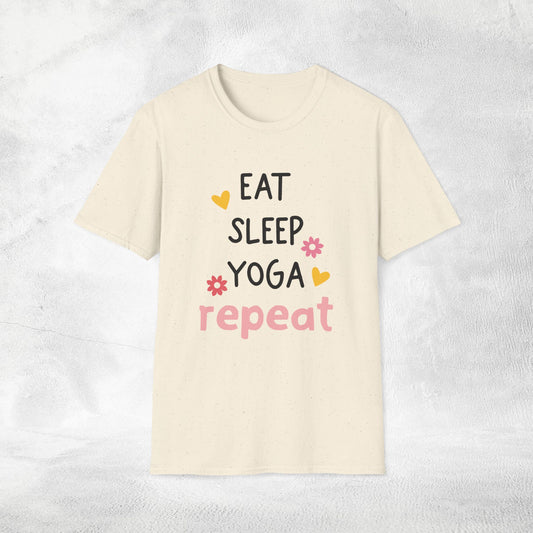 Women's yoga shirt eat sleep yoga repeat