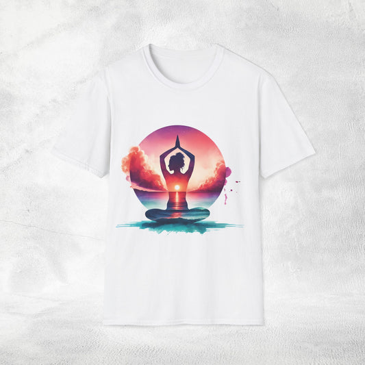 Womens yoga shirt meditate pose