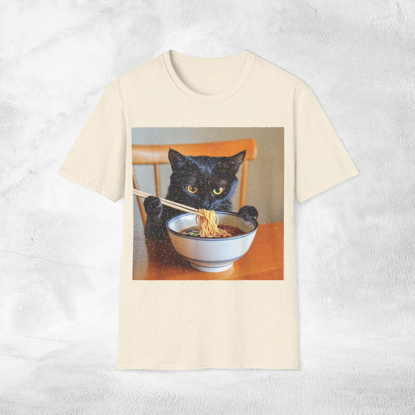Unisex cat eats ramen / japanese restaurant