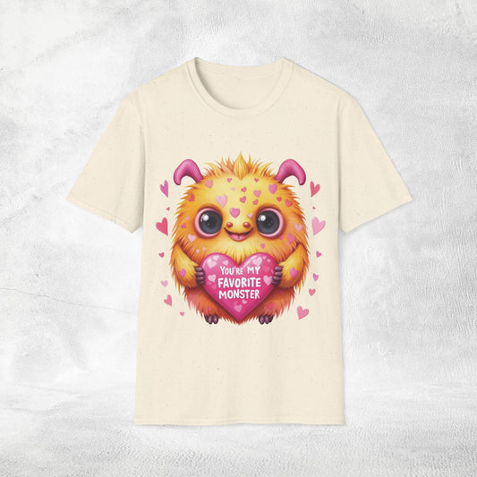 Unisex couples t-shirt valentine monster