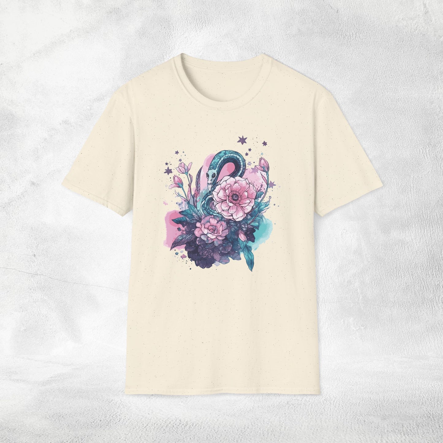 Unisex Gothic Shirt Pastel Flower Snake