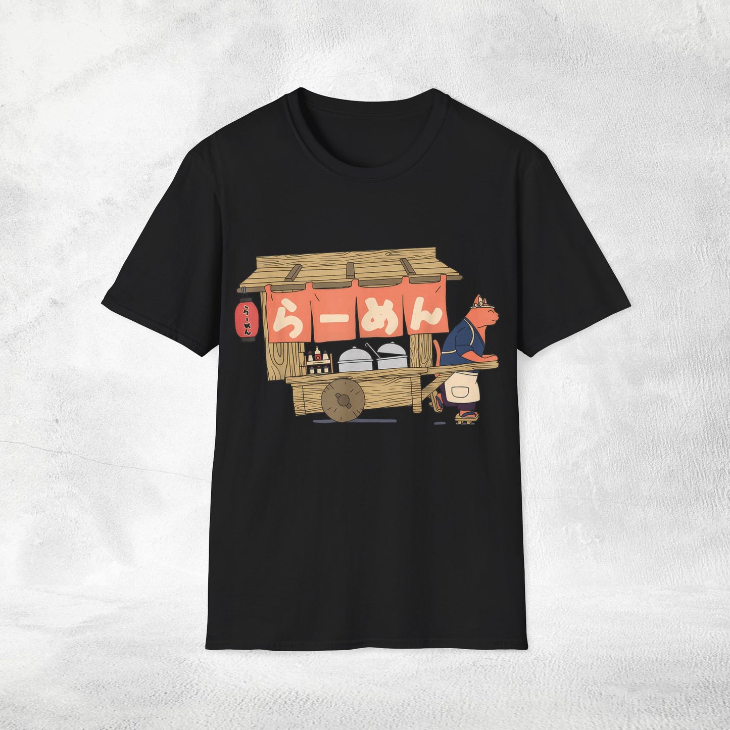 Unisex cat eats ramen / japanese restaurant