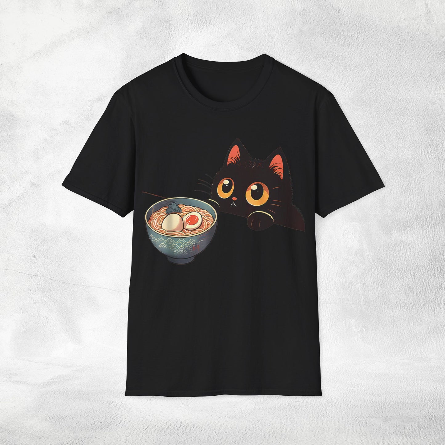 Unisex cat eats ramen / japanese restaurant