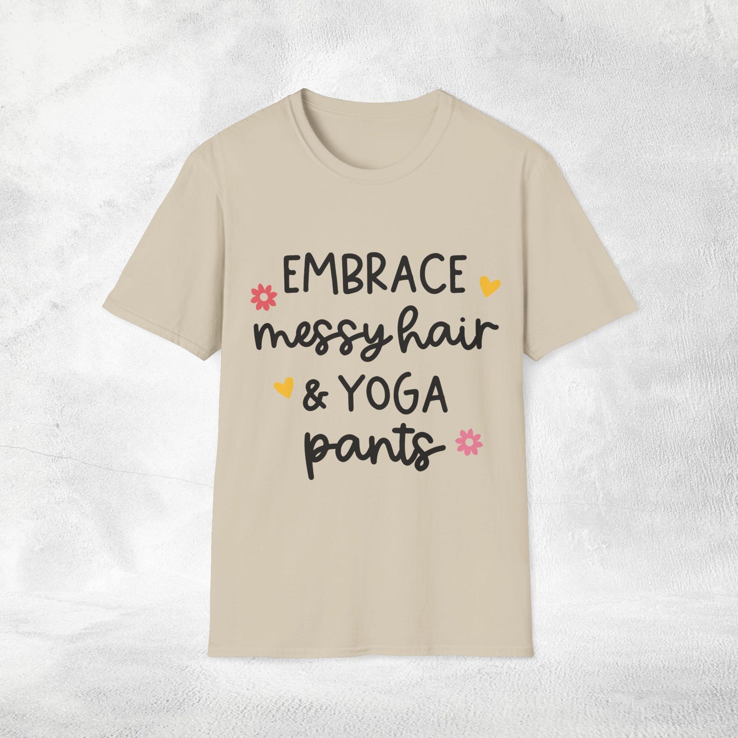 Women's yoga shirt embrace messy hair &amp; yoga pants