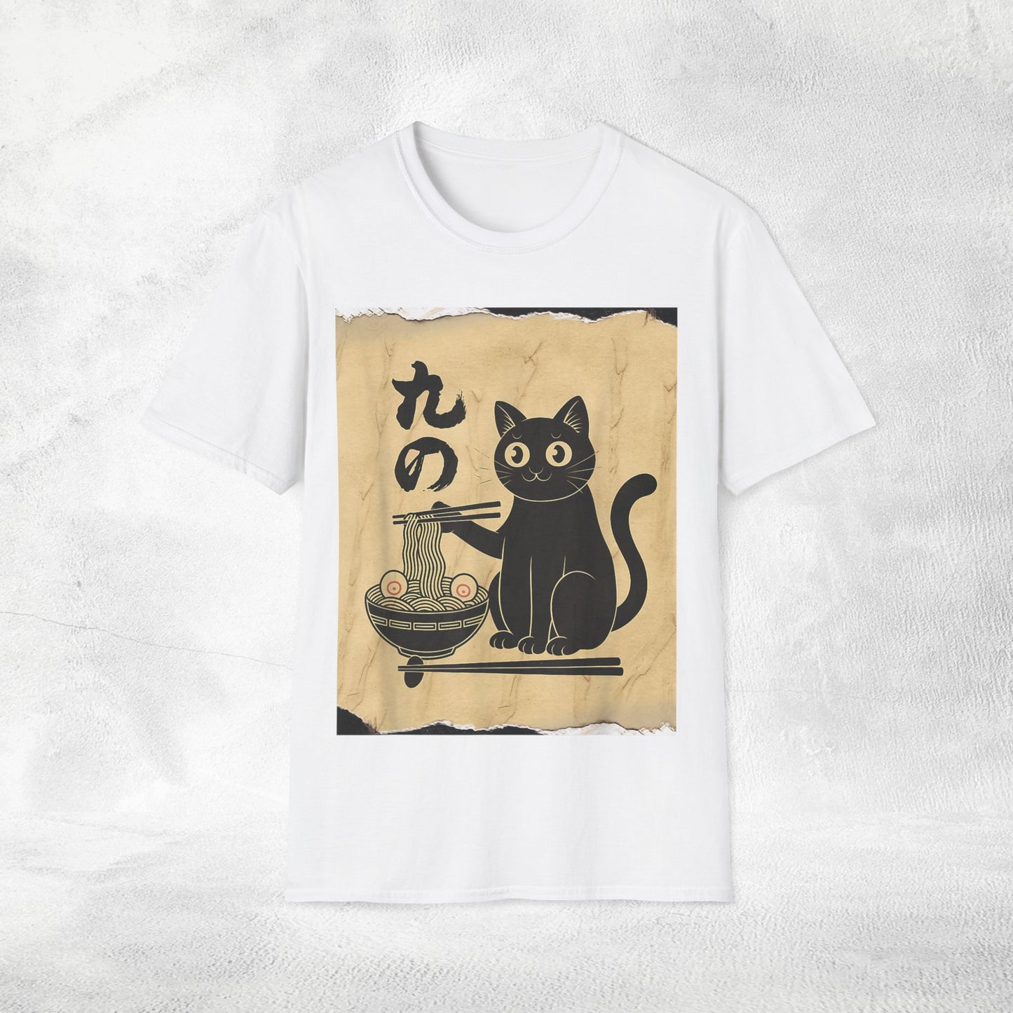 Unisex cat eats ramen / japanese restaurant