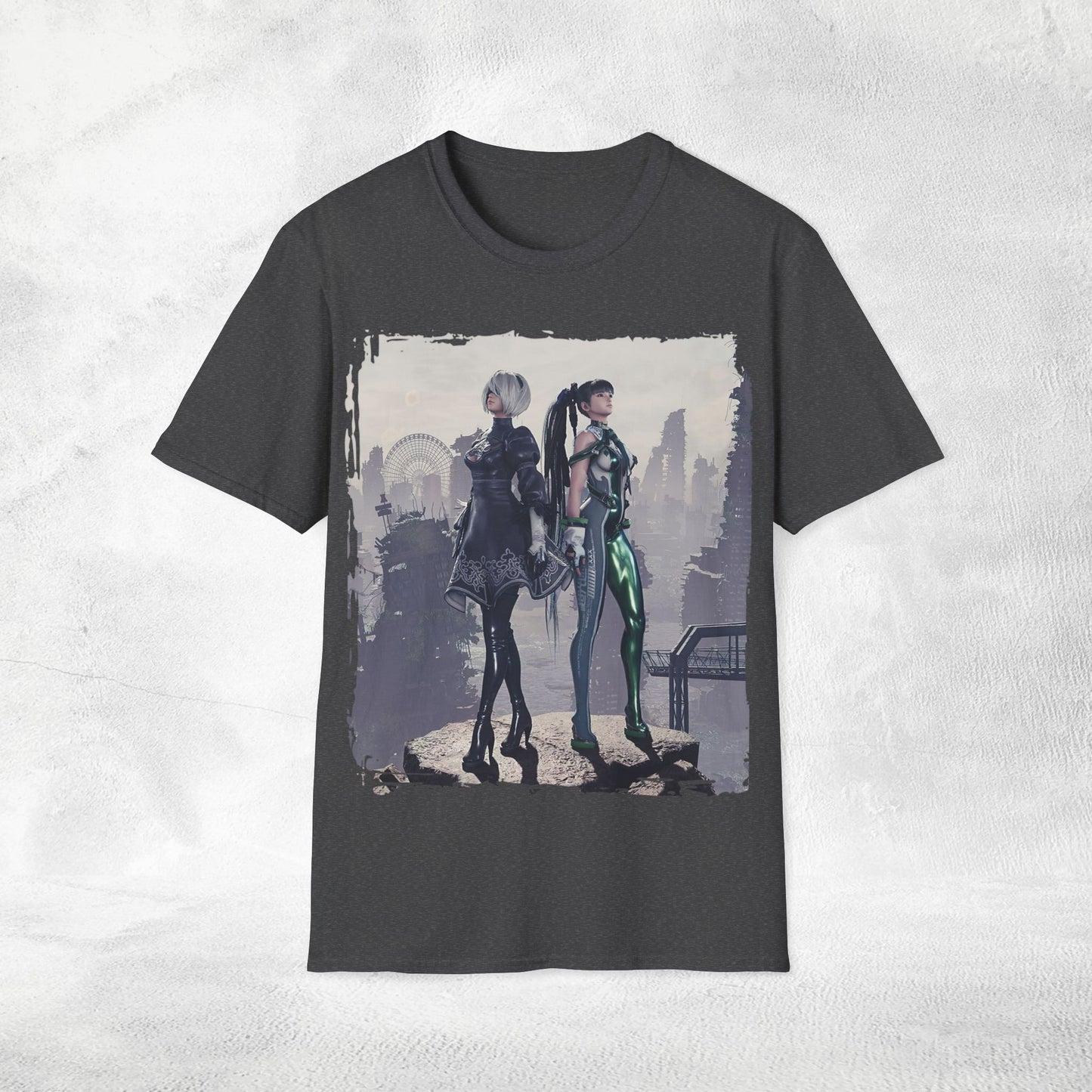 Unisex Gaming shirt Stellar Blade Eve and 2B Nier Crossover