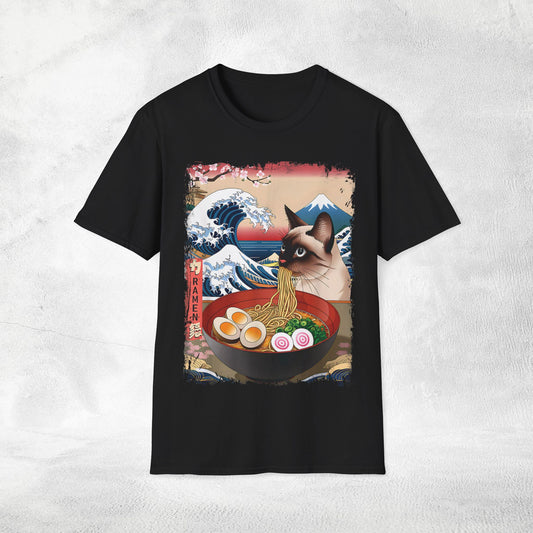 Unisex cat eats ramen / japanese restaurant