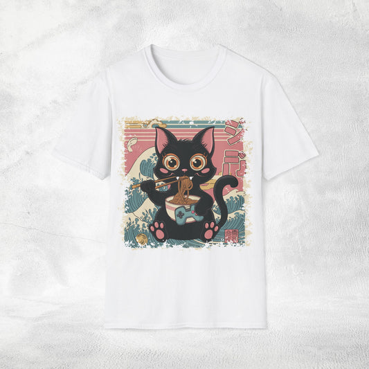 Unisex cat eats ramen / japanese restaurant