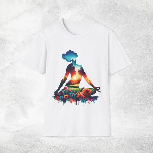 Womens yoga shirt meditate pose