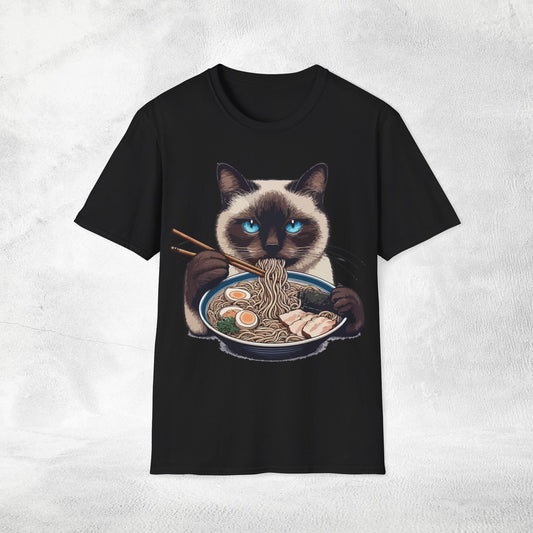 Unisex cat eats ramen / japanese restaurant