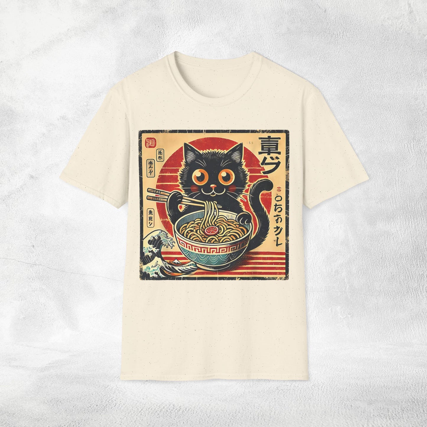 Unisex cat eats ramen / japanese restaurant