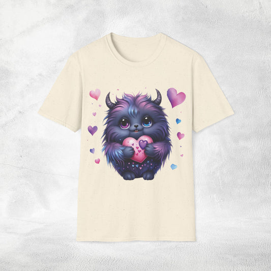 Unisex couples t-shirt valentine monster