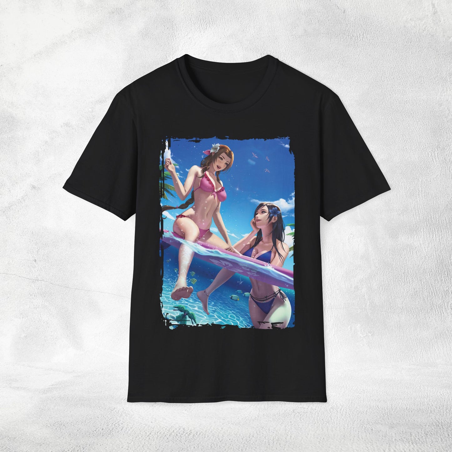 Unisex gaming shirt FF7 Aerith and Tifa beach party
