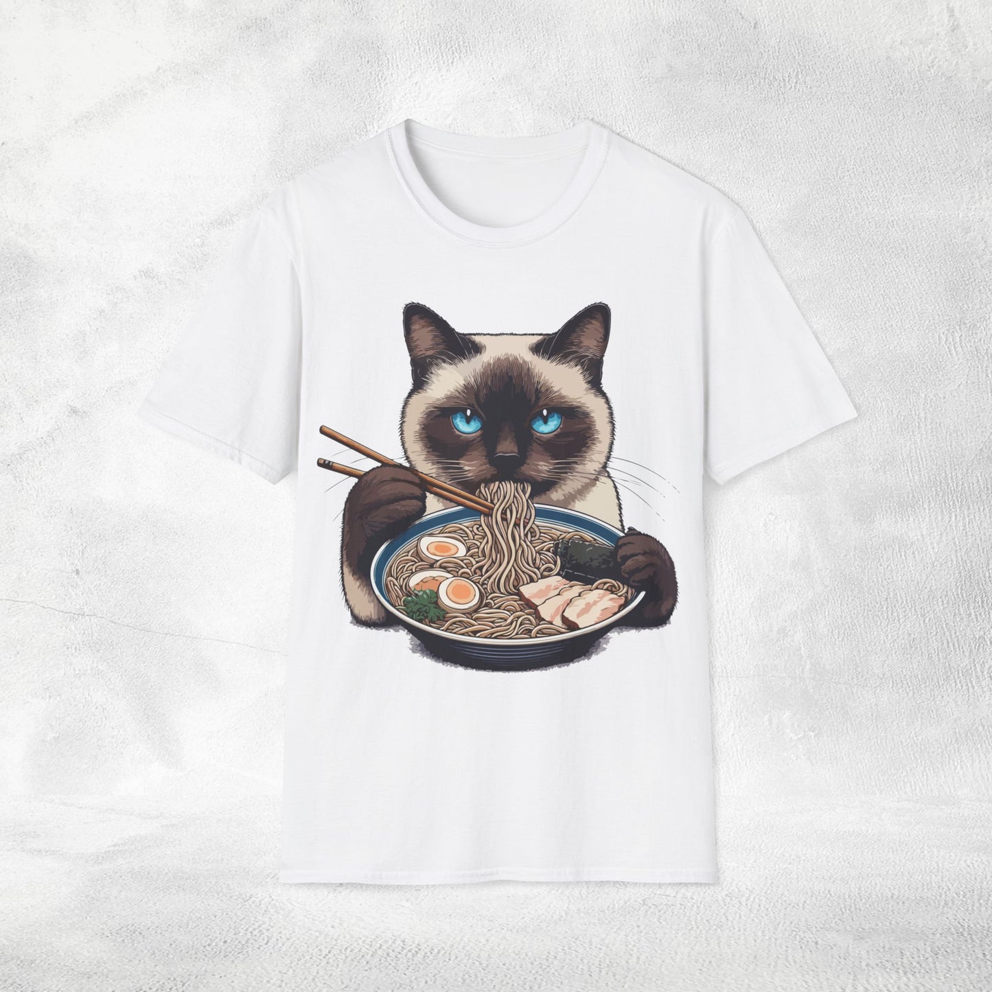 Unisex cat eats ramen / japanese restaurant