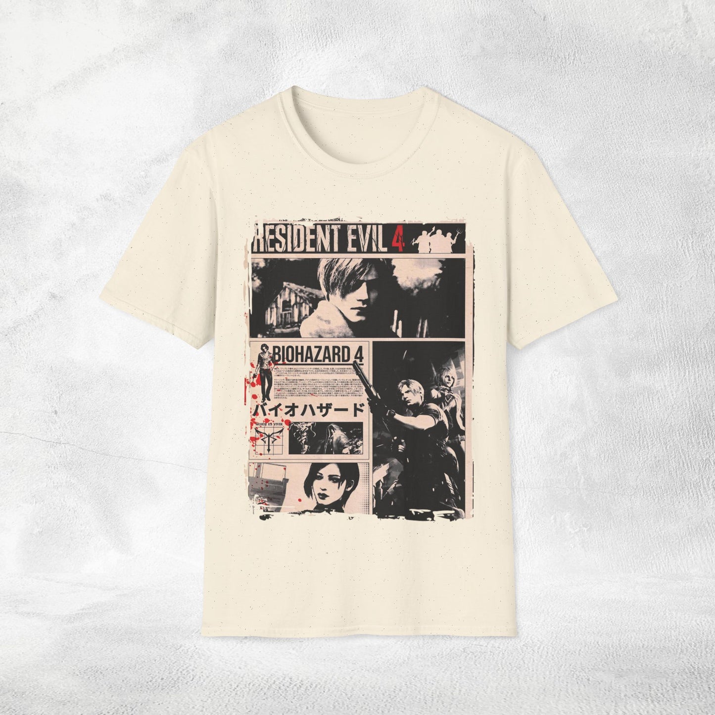 Unisex gaming shirt Resident Evil 4 Vintage Newspaper Art
