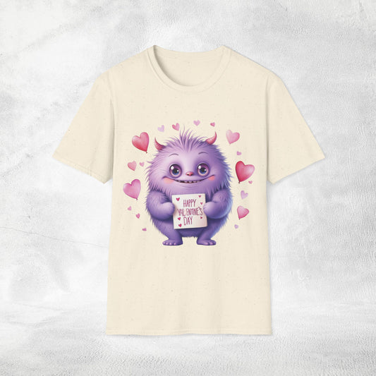 Unisex couples t-shirt valentine monster