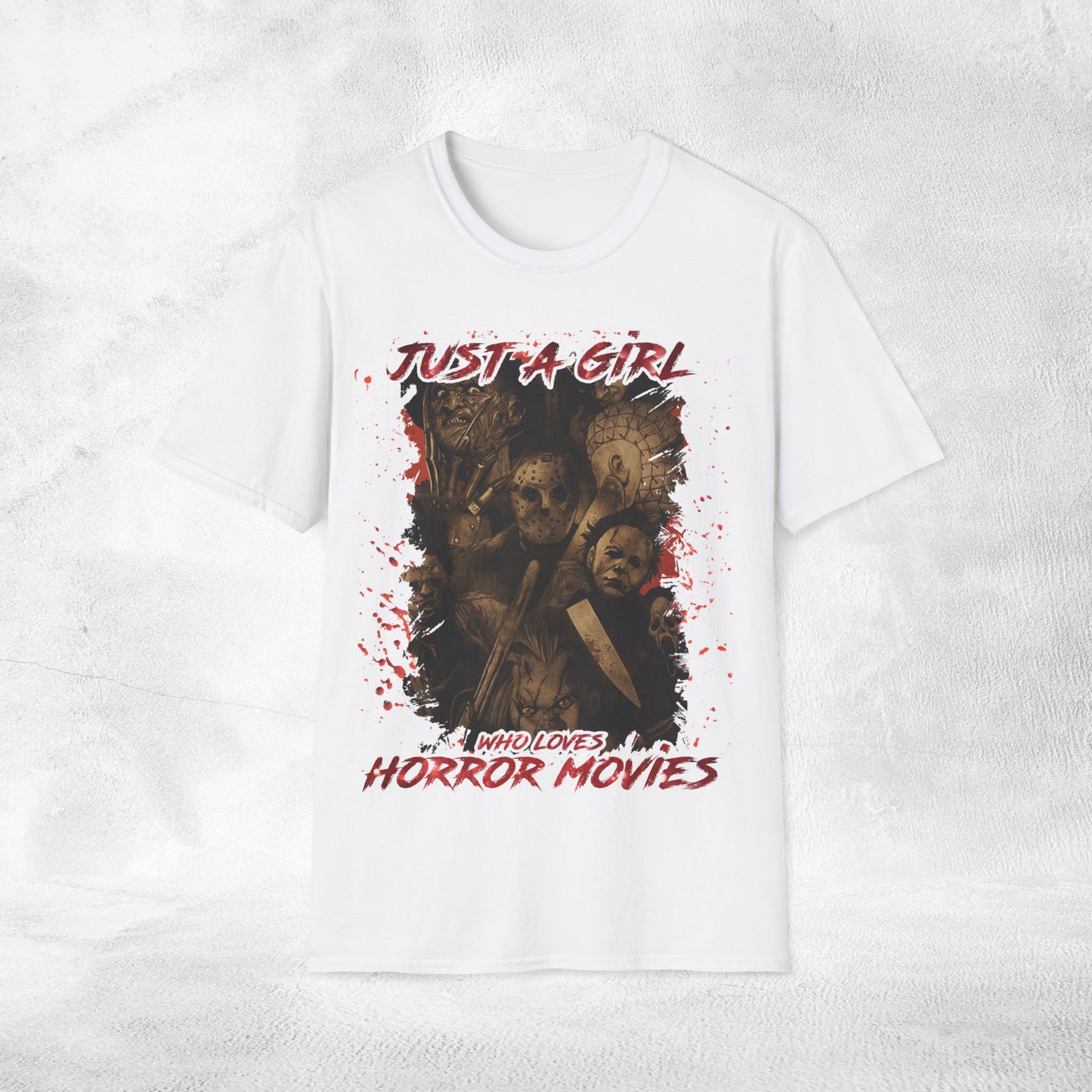 Women movie shirt just a girl who loves horror movies